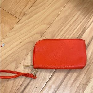 Banana Republic orange wristlet wallet